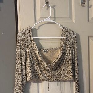 American Eagle Outfitters Cheetah Beige and Black Crop Top